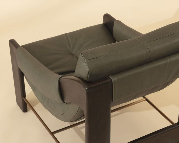 Rafferty Ludlow Dark Olive Leather Upholstered Lounge Chair