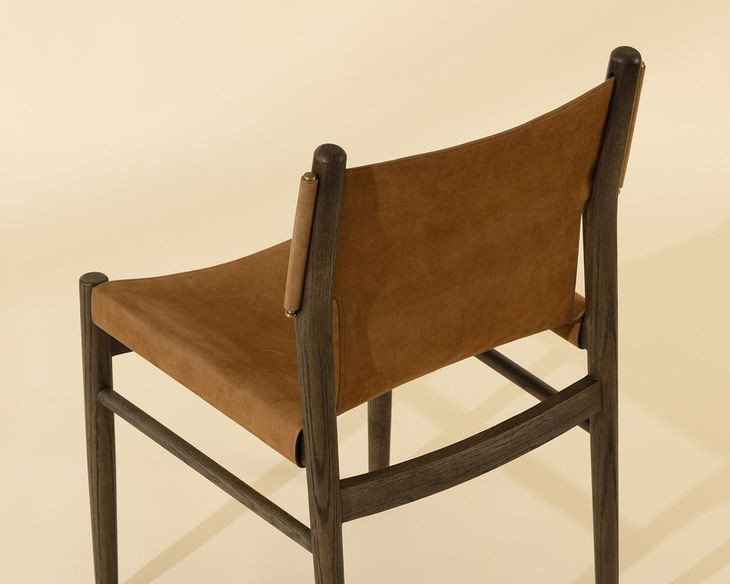 Nile Nubuck Caramel Leather Upholstered Dining Chair