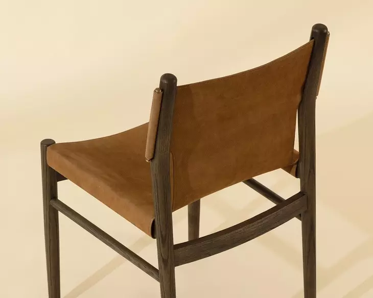 Argus Nubuck Caramel Leather Upholstered Dining Chair