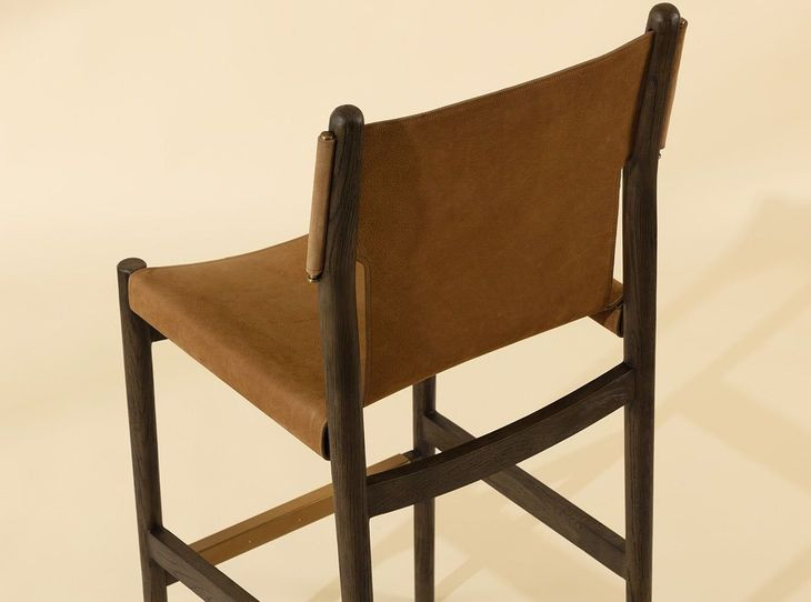 Nile Nubuck Caramel Leather Upholstered Bar Stool