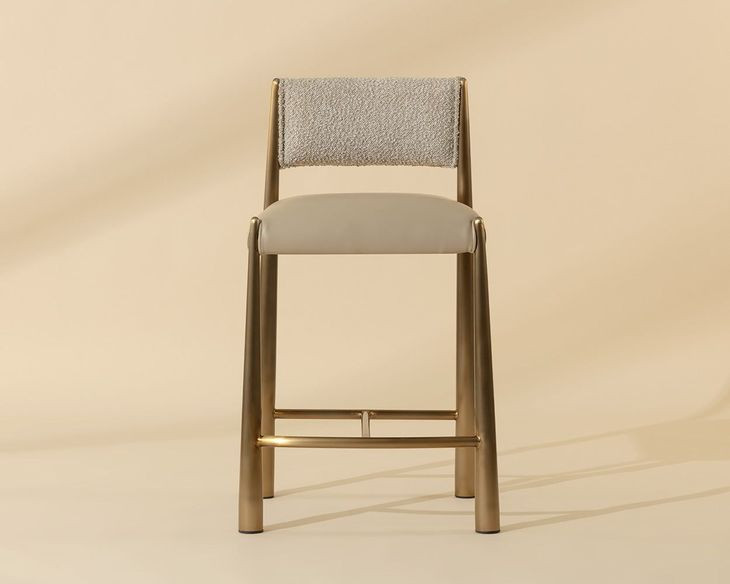 Baymont Napa Beige and Santa Cruz Oatmeal Upholstered Counter Height Stool