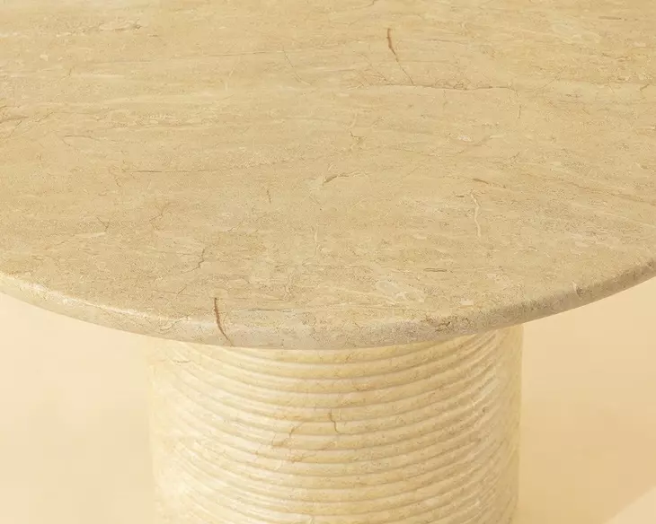 Rhenora Travertine Look 43" Round Concrete Top Outdoor Dining Table