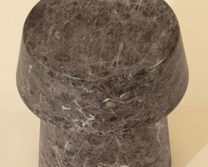 Delaina Dark Emperador Round Concrete Top Outdoor End Table
