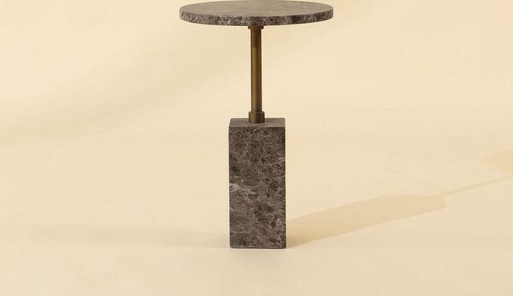 Mizani Dark Emperador Round Concrete Top Outdoor End Table