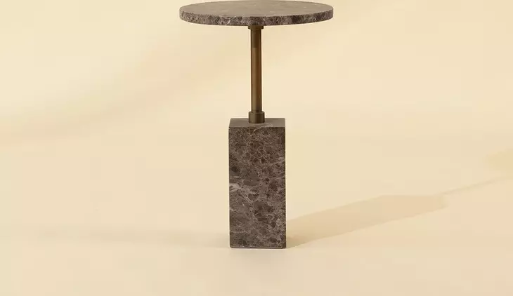 Mizani Dark Emperador Round Concrete Top Outdoor End Table