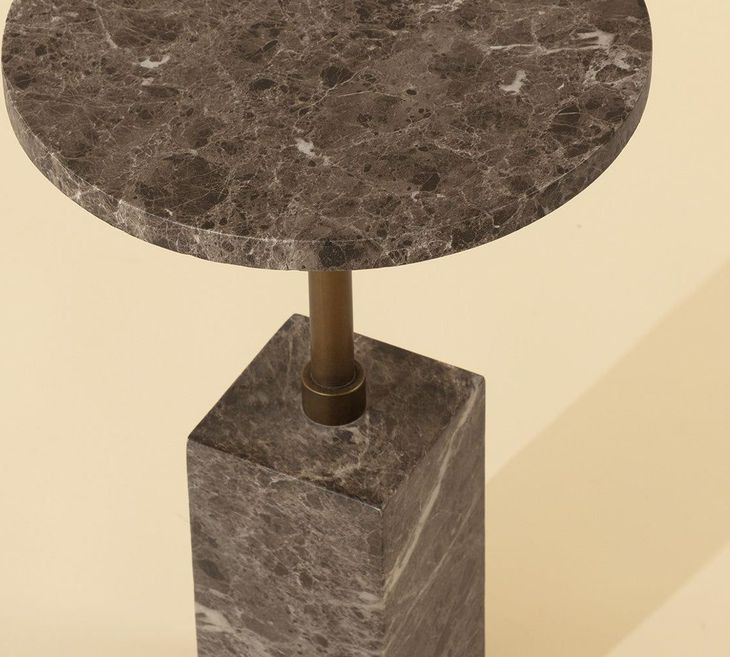 Mizani Dark Emperador Round Concrete Top Outdoor End Table