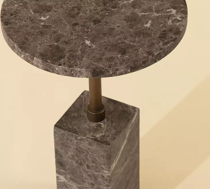Zuri Dark Emperador Round Concrete Top Outdoor End Table