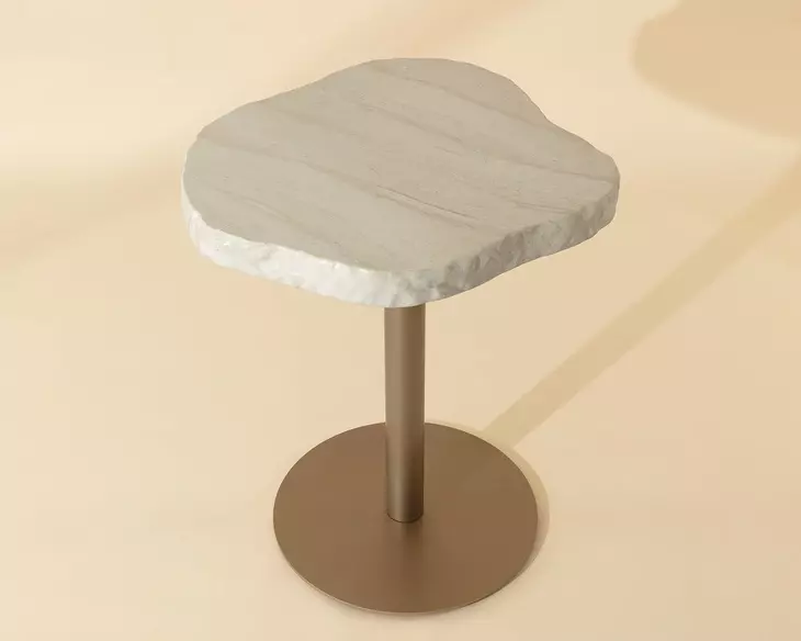 Willow Cream and Gold Outdoor 34" Freeform Bar Table