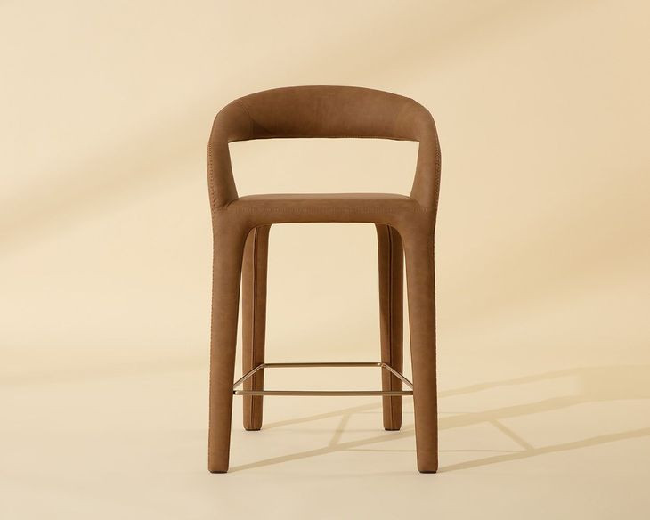 Avenlee Milliken Cognac Upholstered Counter Height Stool