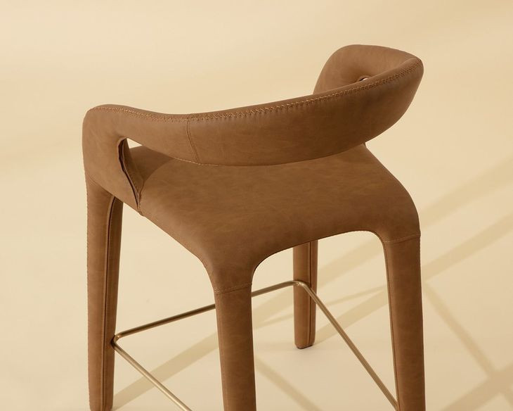 Avenlee Milliken Cognac Upholstered Counter Height Stool