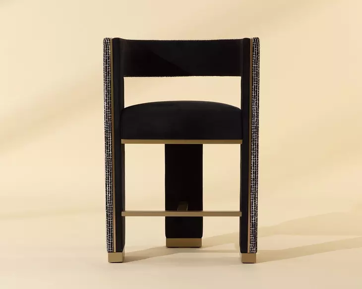 Adamina Abbington Black and Hobbes Night Upholstered Counter Height Stool
