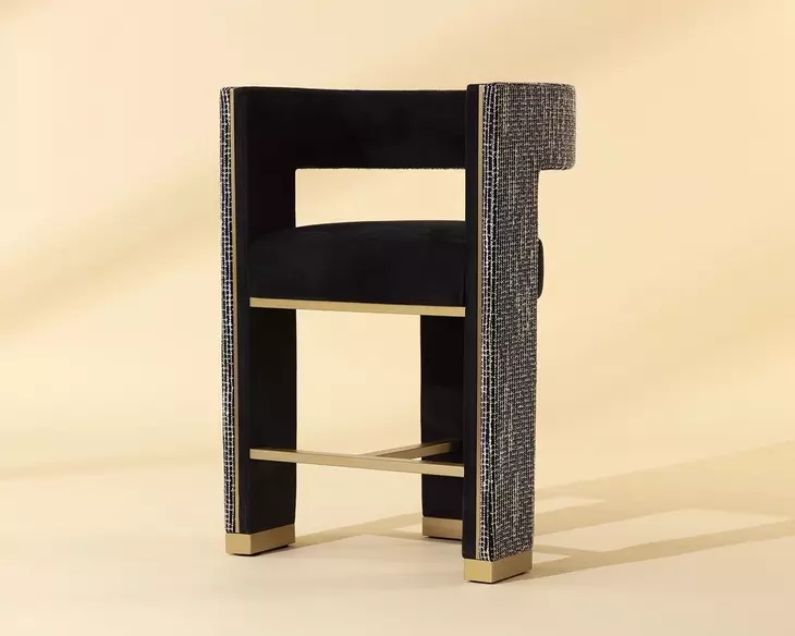 Adamina Abbington Black and Hobbes Night Upholstered Counter Height Stool