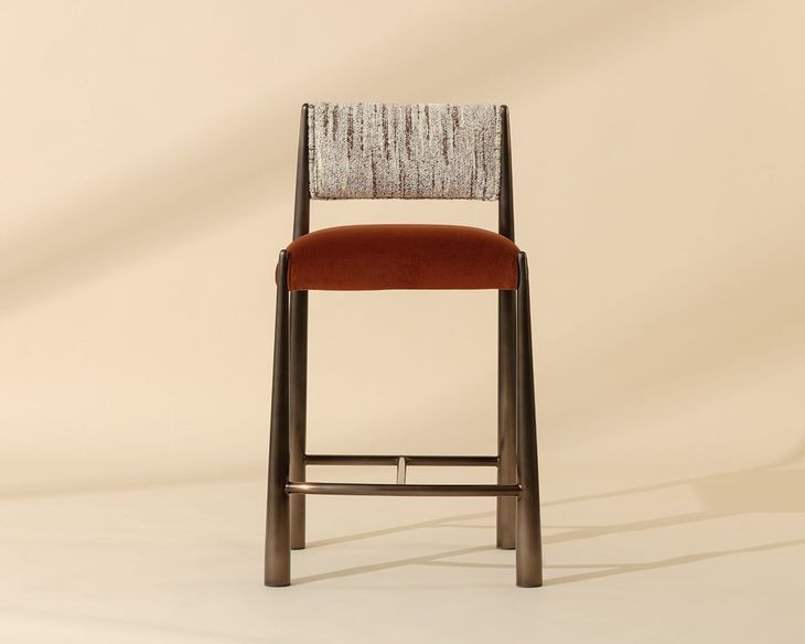 Baymont Meg Rust and Terri Nutmeg Upholstered Counter Height Stool
