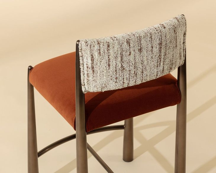 Baymont Meg Rust and Terri Nutmeg Upholstered Counter Height Stool