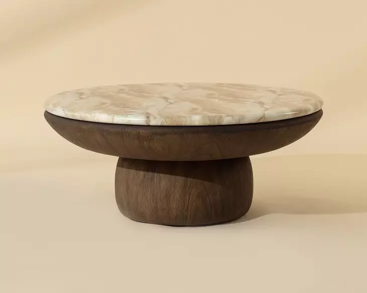 Orina Macchiato and Brown Outdoor Round Coffee Table