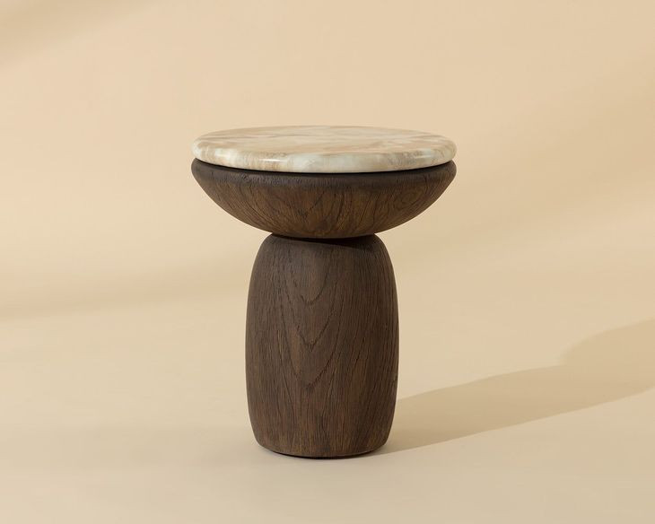 Orlena Macchiato Outdoor Round End Table