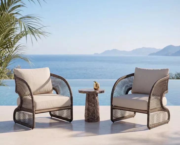 Celeste Dark Emperador Outdoor Round End Table