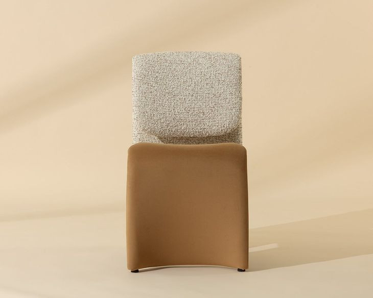 Dunleigh Kona Camel and Noah Ecru Performance Fabric Upholstered Dining Chair