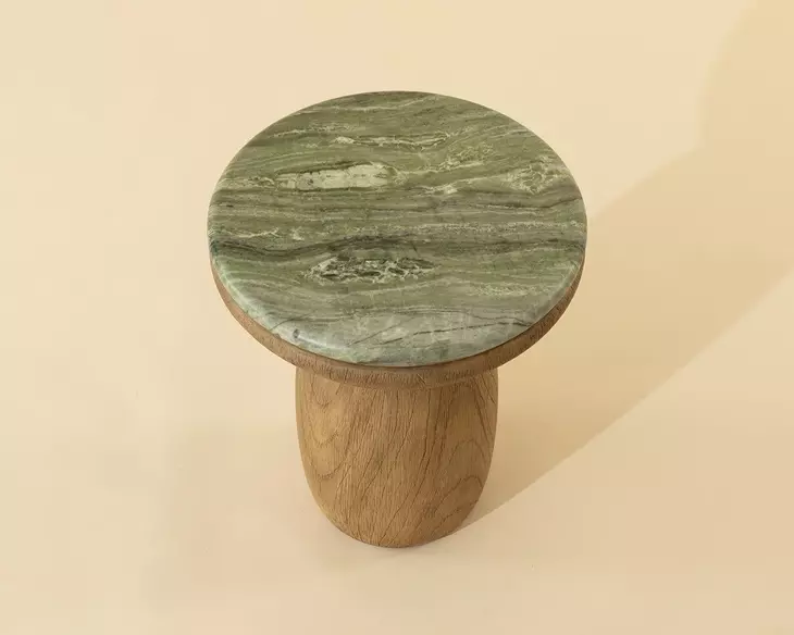 Orina Sage and Brown Outdoor Round End Table