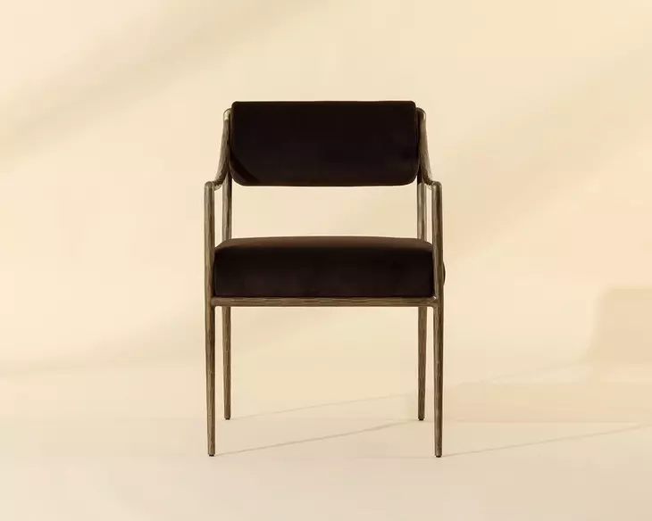 Belen Diamond Mink Upholstered Dining Arm Chair