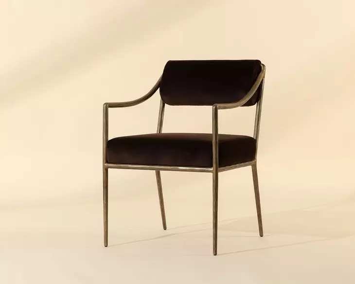 Belen Diamond Mink Upholstered Dining Arm Chair