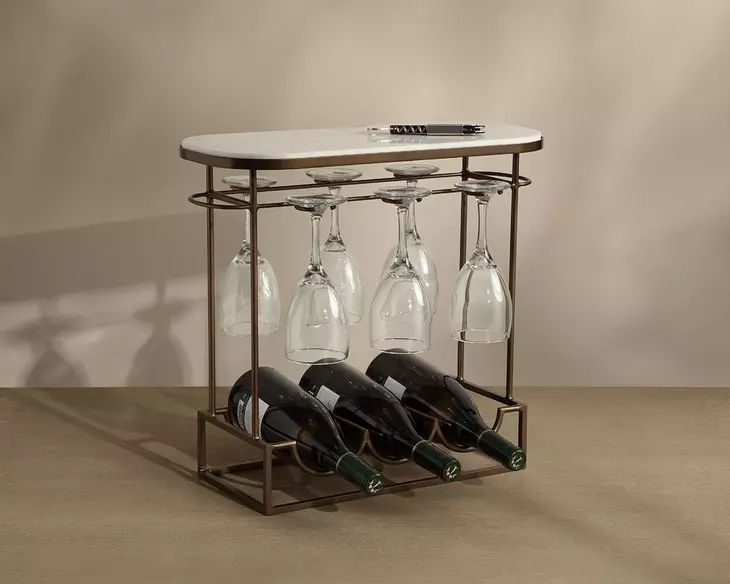 Glenna White and Gold 3 Bottle Wine Rack