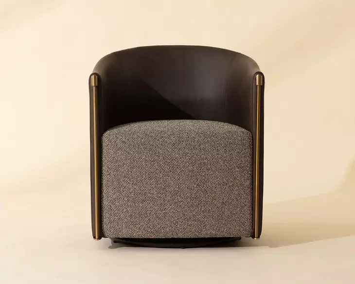 Aria Gellar Earth and Eglinton Espresso Upholstered Swivel Lounge Chair