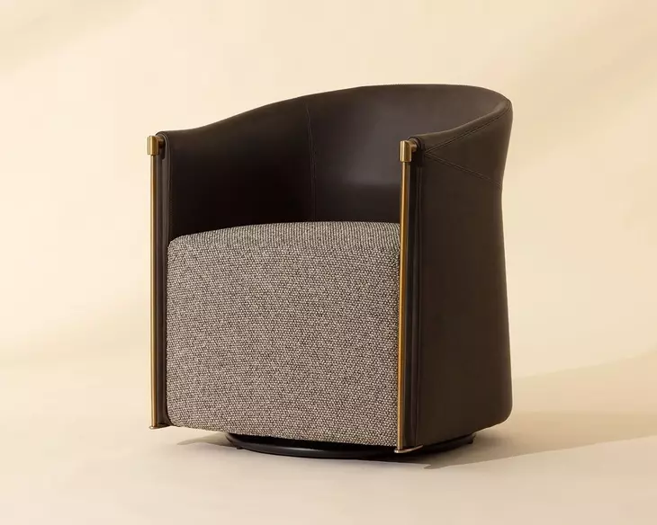 Aria Gellar Earth and Eglinton Espresso Upholstered Swivel Lounge Chair