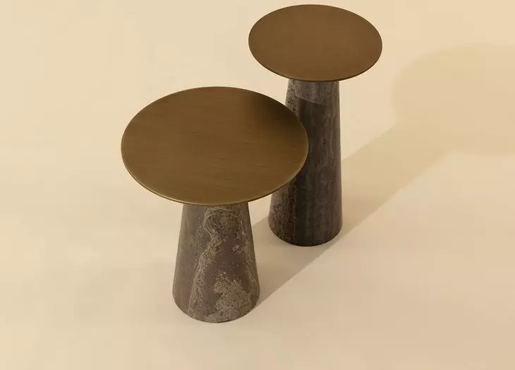 Lunara Gold and Antique Brown Round Low End Table