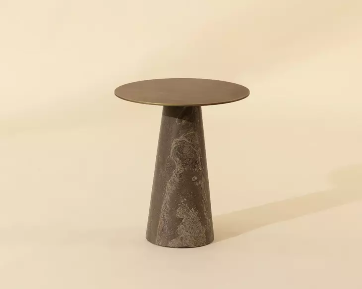 Lunara Gold and Antique Brown Round Low End Table