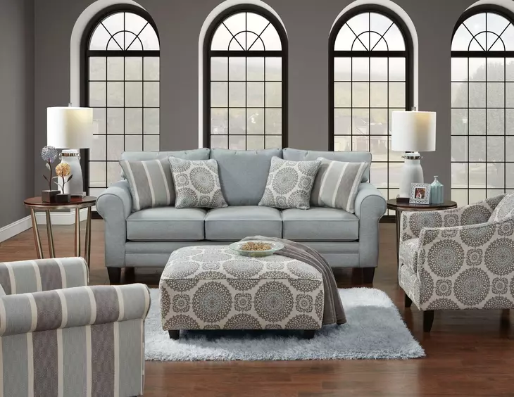 Grande Mist Gray and Blue Upholstered Accent Chair