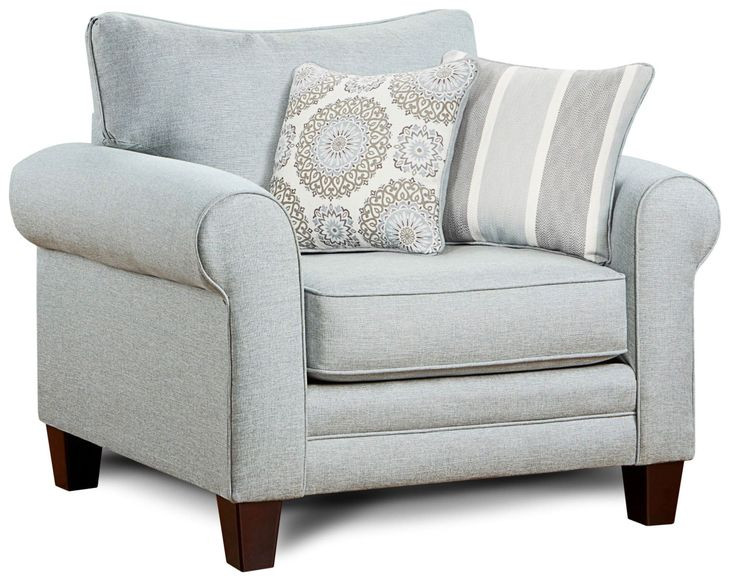 Grande Mist Gray Performance Fabric Accent Chair with 2 Throw Pillows