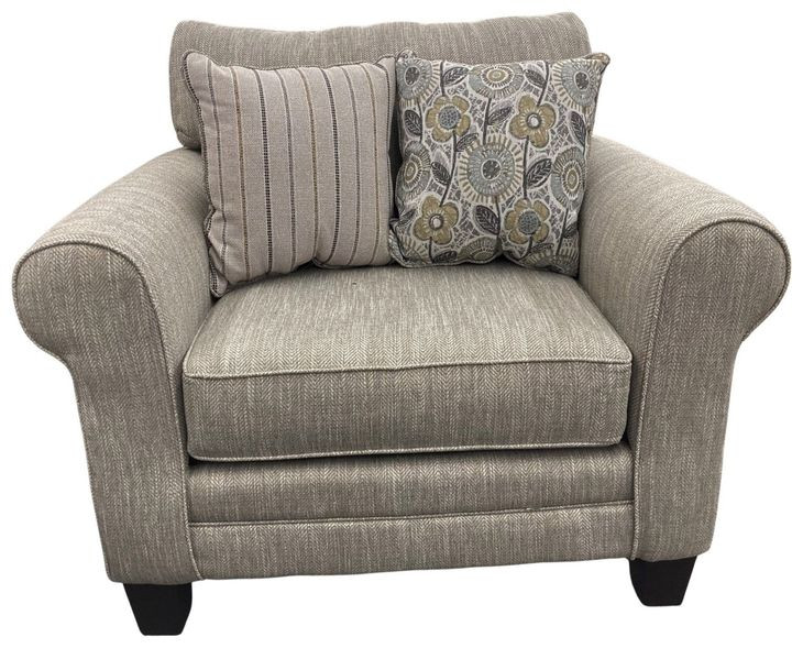 Vandy Heather Brown Upholstered Accent Chair with Throw Pillows