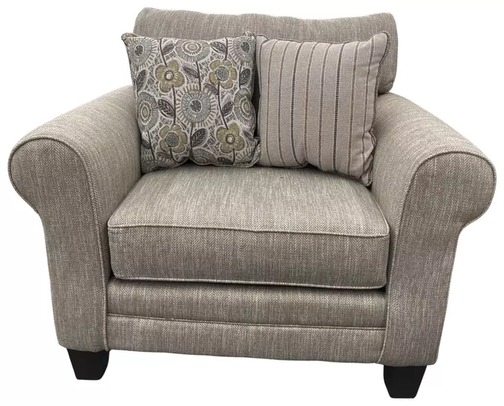Vandy Heather Greige Upholstered Chair and A Half with Pillows