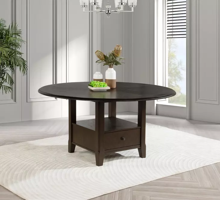 Twyla Dark Cocoa 60" Round Storage Dining Table