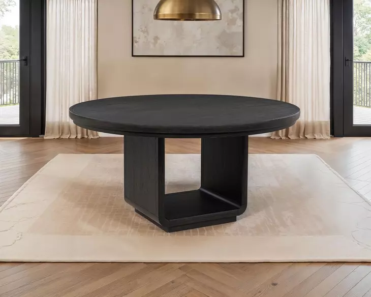 Leandro Burnished Black 60" Round Dining Table
