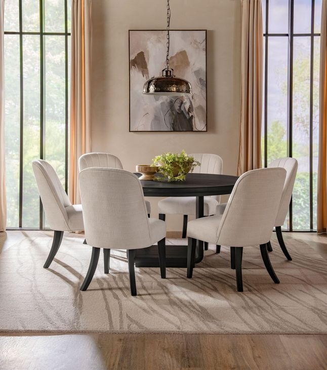 Leandro Burnished Black Round Dining Room Set