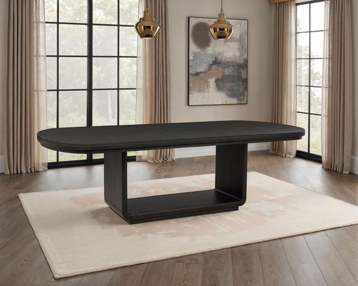 Leandro Burnished Black 96" Extendable Rectangular Dining Table