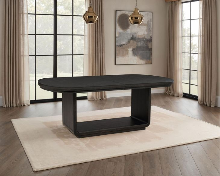 Leandro Burnished Black Extendable Rectangular Dining Room Set