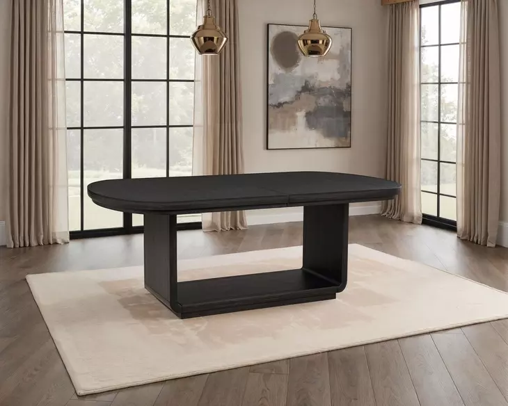 Leandro Burnished Black 96" Extendable Rectangular Dining Table