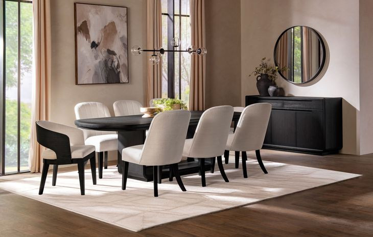 Leandro Burnished Black Extendable Rectangular Dining Room Set