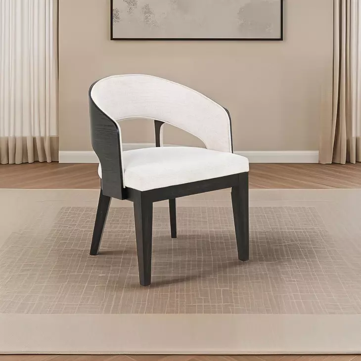 Leandro Cream Upholstered Dining Arm Chair Set of 2