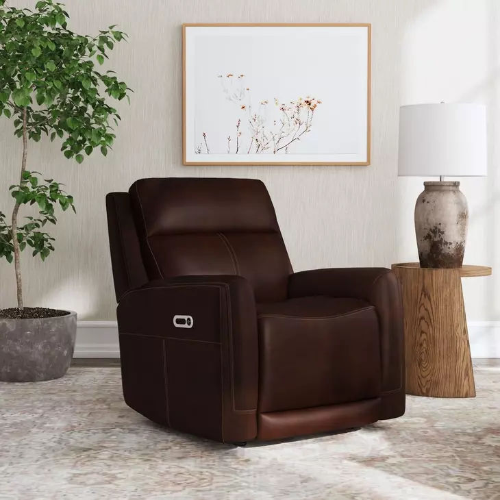 Alister Burnt Umber Triple Power Glider Recliner with USB Charging