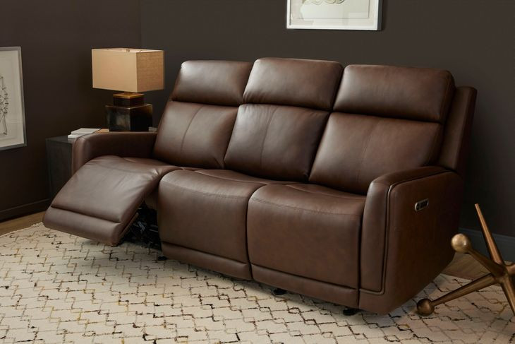 Alister Burnt Umber 82" Triple Power Glider Reclining Sofa with USB Charging and LED