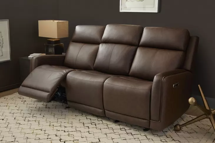 Alister Burnt Umber 82" Triple Power Glider Reclining Sofa with USB Charging and LED