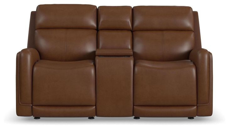 Alister Sedona Brown 71" Triple Power Glider Reclining Loveseat with Console and USB Charging