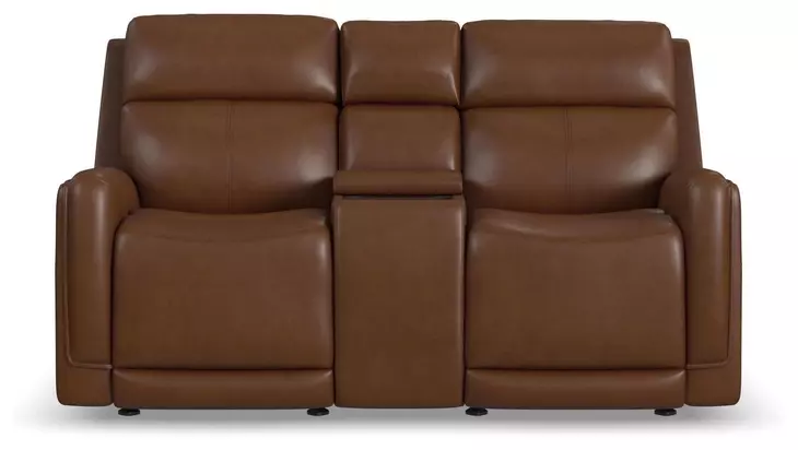 Alister Sedona Brown 71" Triple Power Glider Reclining Loveseat with Console and USB Charging