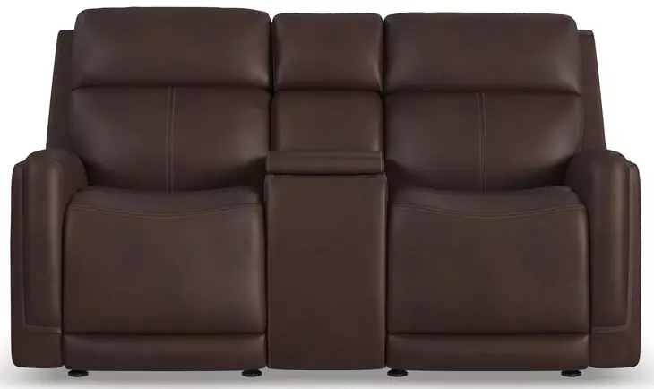 Alister Burnt Umber 71" Triple Power Glider Reclining Loveseat with Console and USB Charging