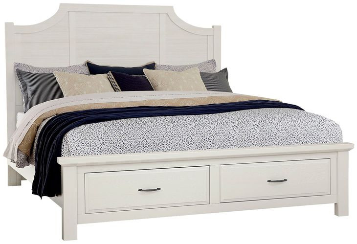 Maple Road Soft White King Scalloped Storage Panel Bed