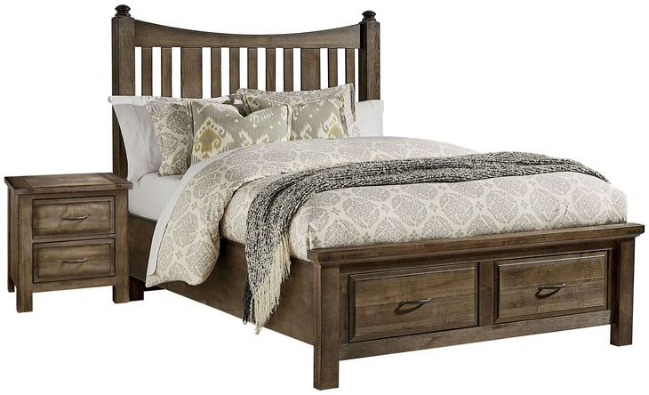 Maple Road Maple Syrup Slat Storage Poster Bedroom Set